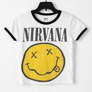 Vintage-Inspired Nirvana Ringer Tee/Crop Top Girls size 10-12
